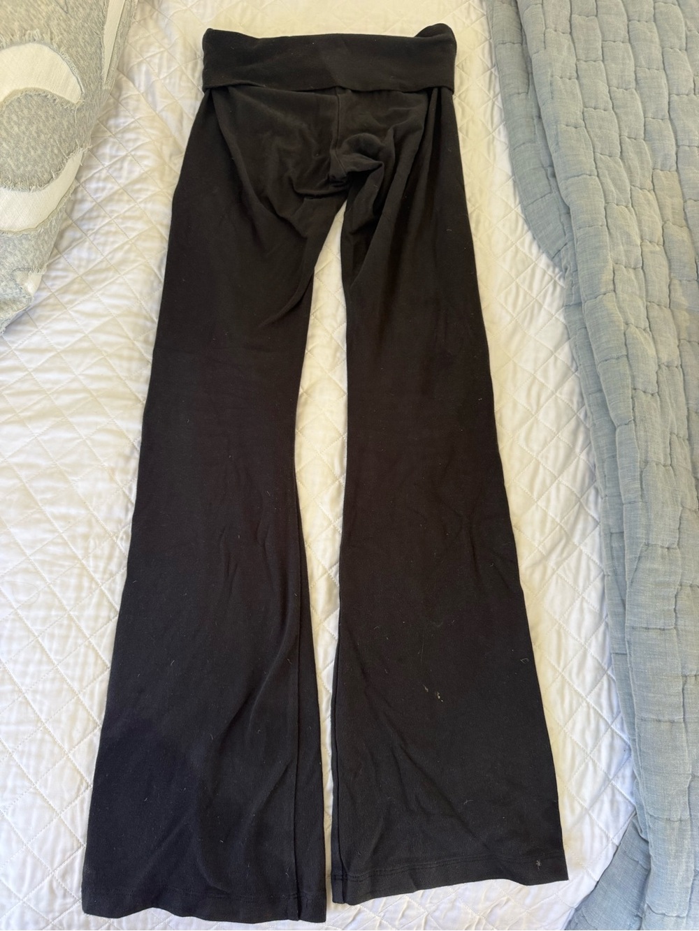 Brandy Melville Black Fold-Over Waist Flare Leggings